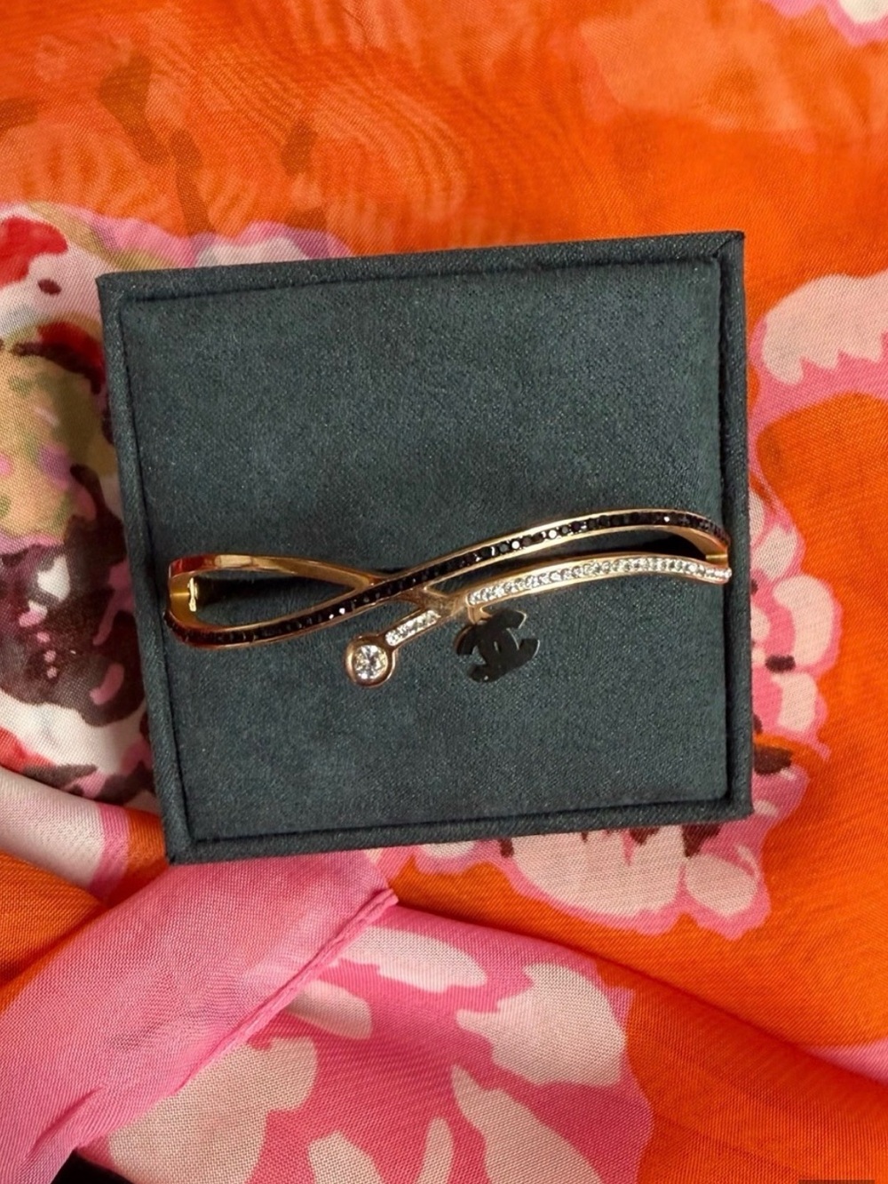 Rose Gold-Tone Crystal Wave bangle bracelet designer inspired
